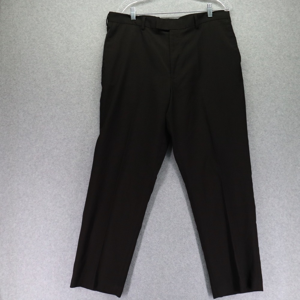 Perry Ellis Portfolio Pants Mens 36x30 Dress Slacks Suit Formal Flat Front Brown